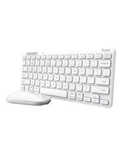 Trust LYRA SET TASTIERA E MOUSE WIRELESS RICARICABILI PER COLLEGARE FINO A 3 DISPOSITIVI WL/BT - 51% PLASTICA RICICLATA - ITALIANO - BIANCO