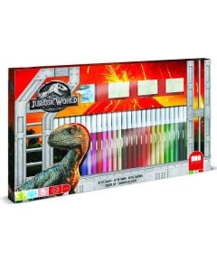 Multiprint Multiprint Set 3 Timbri per Bambini e 36 Pennarelli Colorati Jurassic World