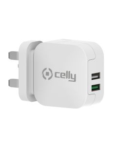 Celly TC2USBTURBO - 2 USB-A Wall Charger 17W UK plug [TURBO]