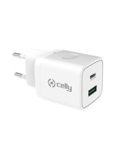 Celly TC2USBUSBC20W - USB-A / USB-C Wall Charger 20W [PRO POWER]