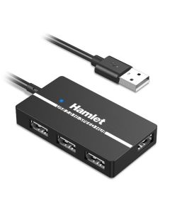 Hamlet XHUB-04U2 - HUB USB 2.0 Compatto Slim 4 Porte Autoalimentato